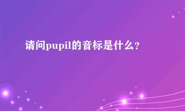 请问pupil的音标是什么？