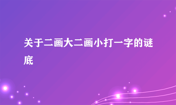 关于二画大二画小打一字的谜底