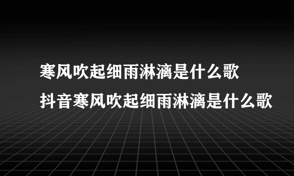 寒风吹起细雨淋漓是什么歌 抖音寒风吹起细雨淋漓是什么歌