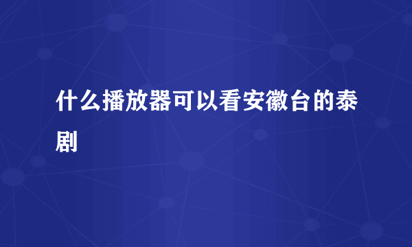 什么播放器可以看安徽台的泰剧