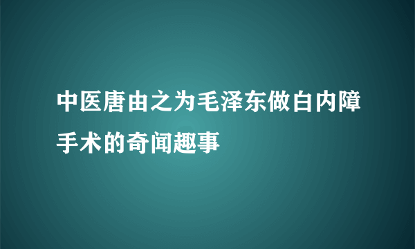 中医唐由之为毛泽东做白内障手术的奇闻趣事