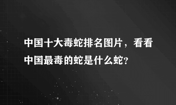 中国十大毒蛇排名图片，看看中国最毒的蛇是什么蛇？