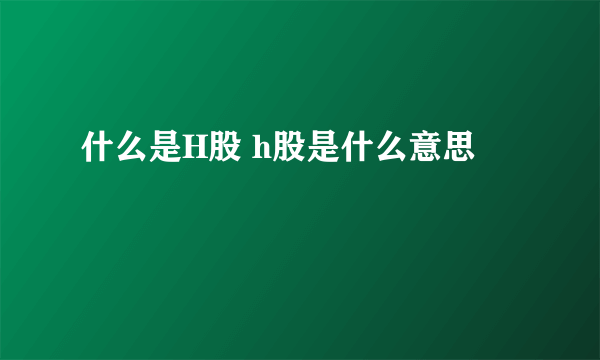 什么是H股 h股是什么意思