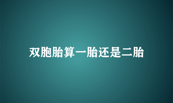 双胞胎算一胎还是二胎