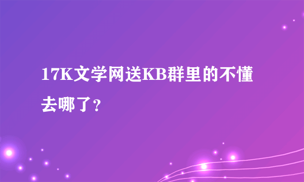 17K文学网送KB群里的不懂去哪了？