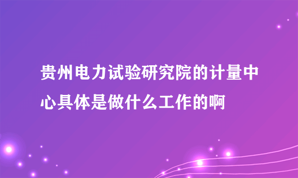 贵州电力试验研究院的计量中心具体是做什么工作的啊