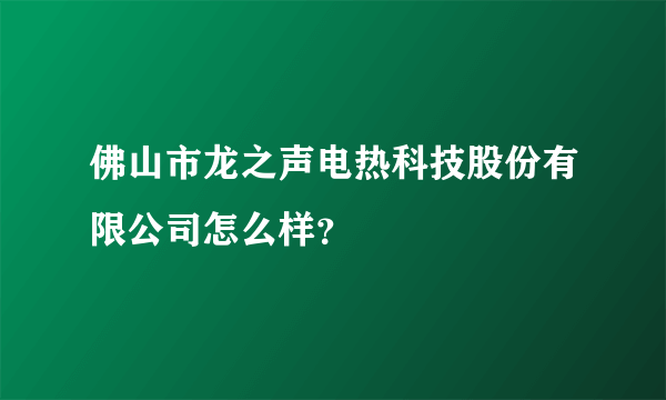 佛山市龙之声电热科技股份有限公司怎么样？