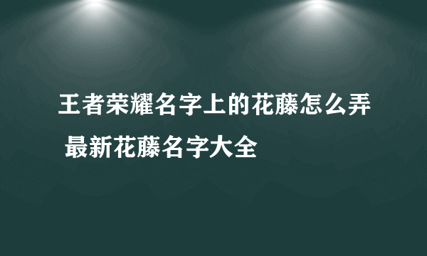 王者荣耀名字上的花藤怎么弄 最新花藤名字大全