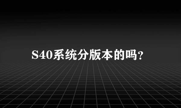 S40系统分版本的吗？