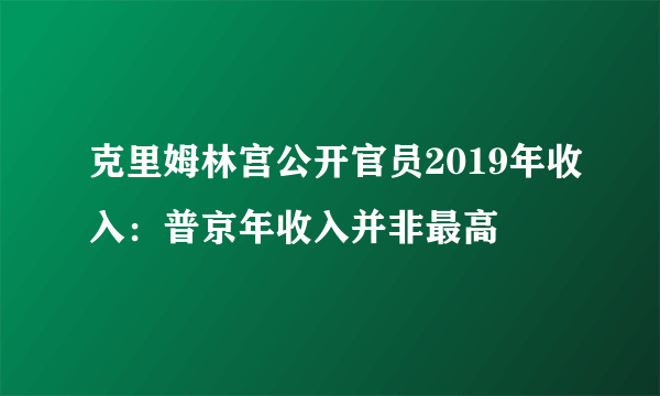 克里姆林宫公开官员2019年收入：普京年收入并非最高