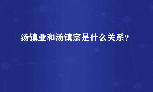 汤镇业和汤镇宗是什么关系？