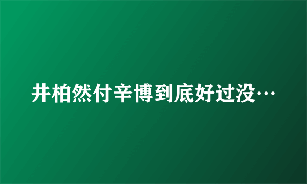 井柏然付辛博到底好过没…