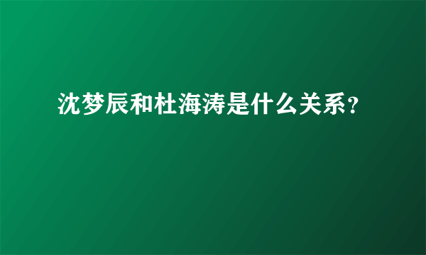 沈梦辰和杜海涛是什么关系？