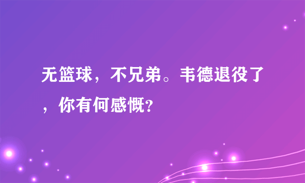 无篮球，不兄弟。韦德退役了，你有何感慨？