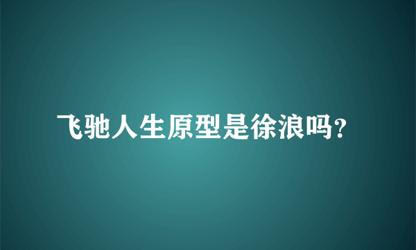 飞驰人生原型是徐浪吗？