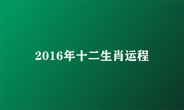 2016年十二生肖运程