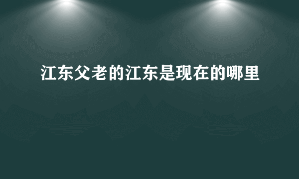 江东父老的江东是现在的哪里