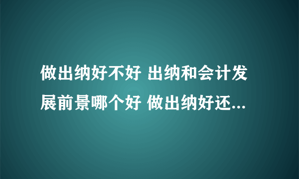 做出纳好不好 出纳和会计发展前景哪个好 做出纳好还是会计好