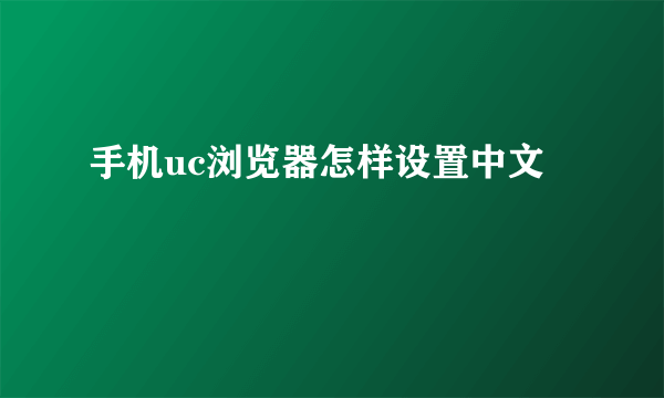 手机uc浏览器怎样设置中文