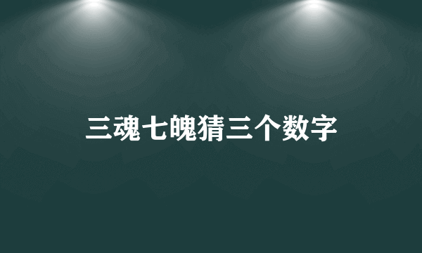 三魂七魄猜三个数字