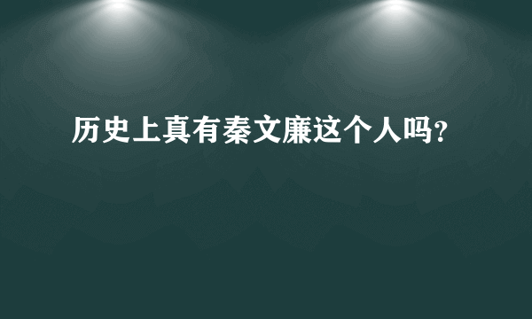 历史上真有秦文廉这个人吗？