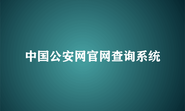 中国公安网官网查询系统