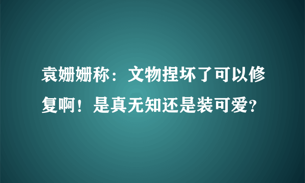 袁姗姗称：文物捏坏了可以修复啊！是真无知还是装可爱？