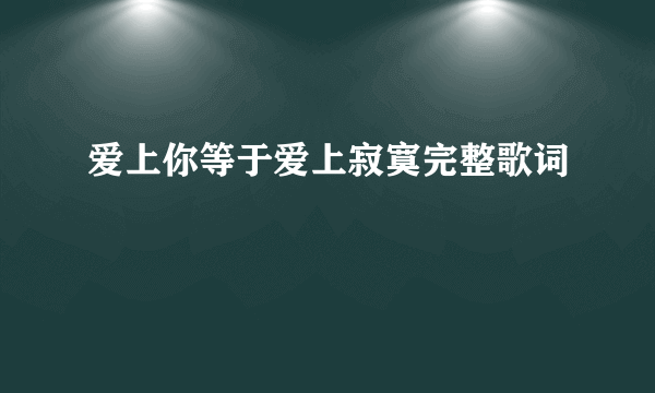 爱上你等于爱上寂寞完整歌词