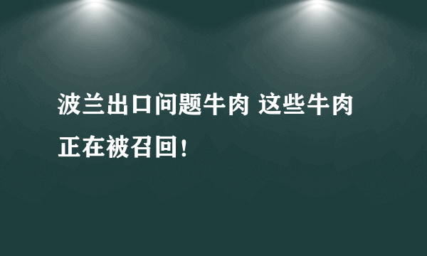 波兰出口问题牛肉 这些牛肉正在被召回！