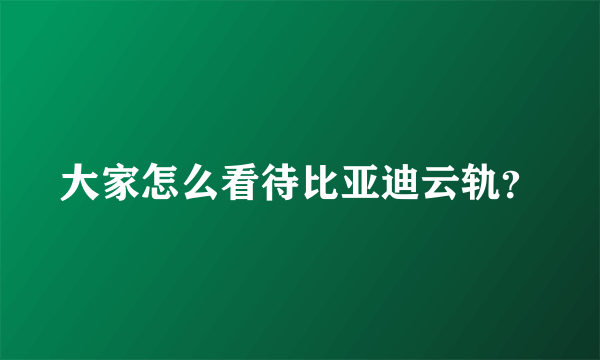 大家怎么看待比亚迪云轨？