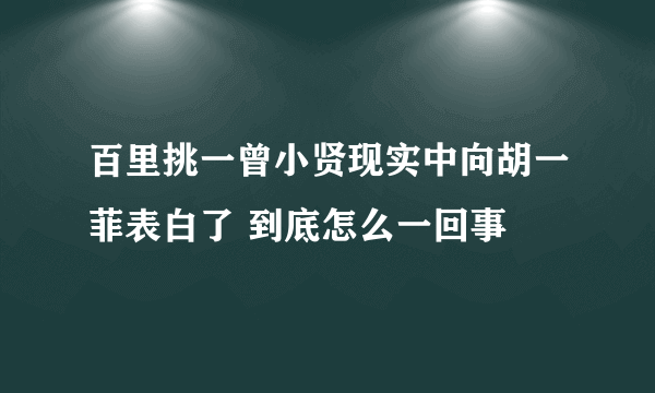 百里挑一曾小贤现实中向胡一菲表白了 到底怎么一回事