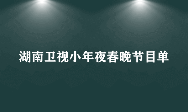 湖南卫视小年夜春晚节目单