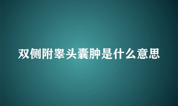 双侧附睾头囊肿是什么意思