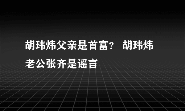 胡玮炜父亲是首富？ 胡玮炜老公张齐是谣言