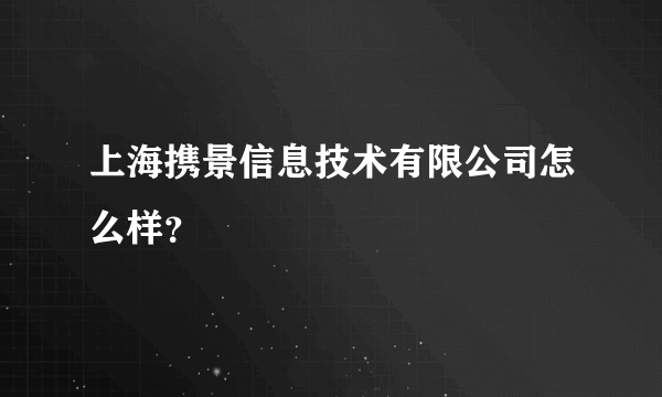 上海携景信息技术有限公司怎么样？