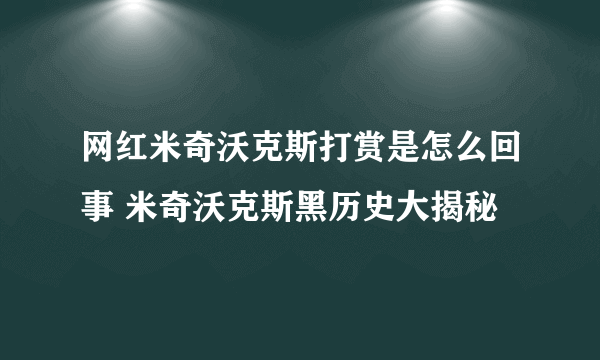 网红米奇沃克斯打赏是怎么回事 米奇沃克斯黑历史大揭秘