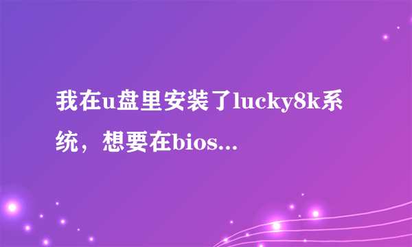 我在u盘里安装了lucky8k系统，想要在bios里设置成usb启动，不知道该怎么设