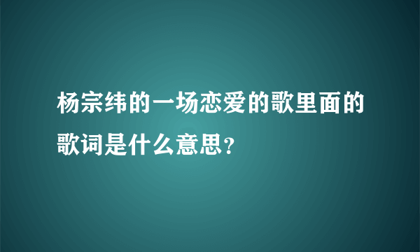 杨宗纬的一场恋爱的歌里面的歌词是什么意思？