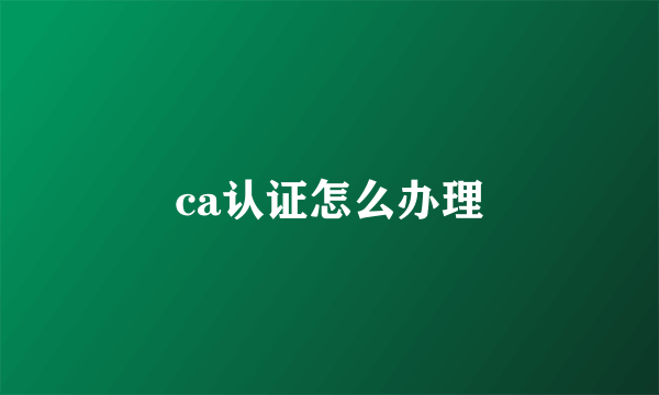 ca认证怎么办理