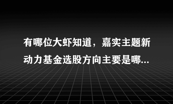 有哪位大虾知道，嘉实主题新动力基金选股方向主要是哪些方面？