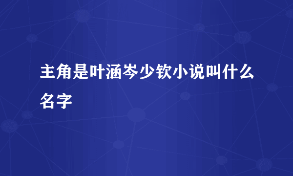 主角是叶涵岑少钦小说叫什么名字