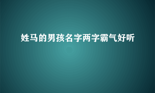 姓马的男孩名字两字霸气好听