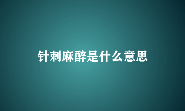 针刺麻醉是什么意思