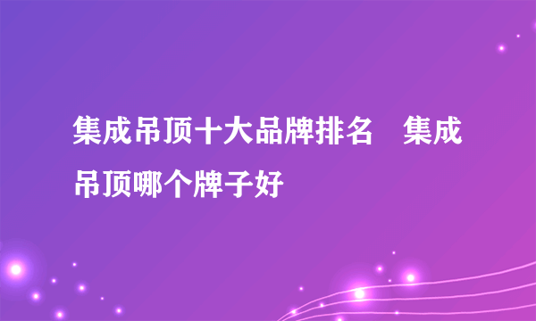 集成吊顶十大品牌排名   集成吊顶哪个牌子好