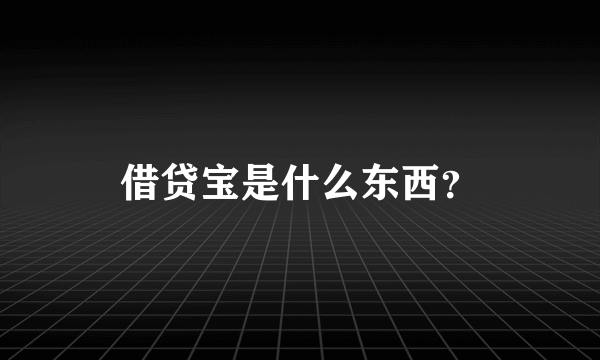 借贷宝是什么东西？