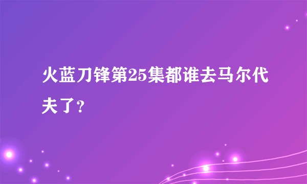 火蓝刀锋第25集都谁去马尔代夫了？