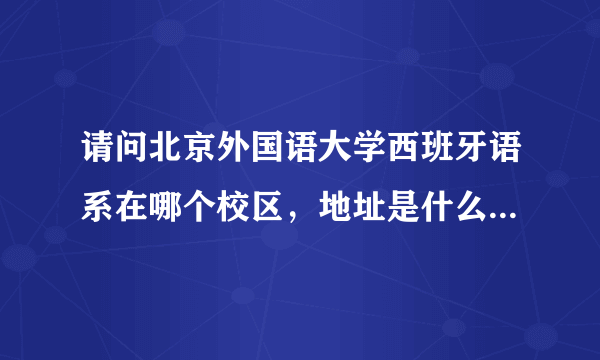 请问北京外国语大学西班牙语系在哪个校区，地址是什么，邮编是什么