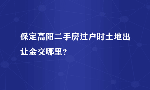 保定高阳二手房过户时土地出让金交哪里？