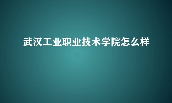 武汉工业职业技术学院怎么样