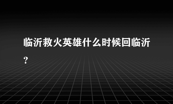 临沂救火英雄什么时候回临沂？